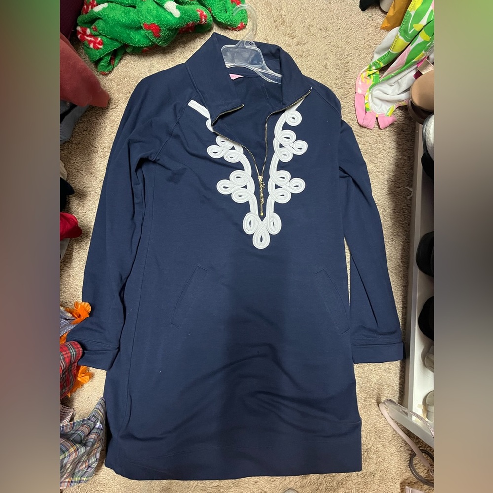 Lilly Pulitzer blue sweater shirt dress